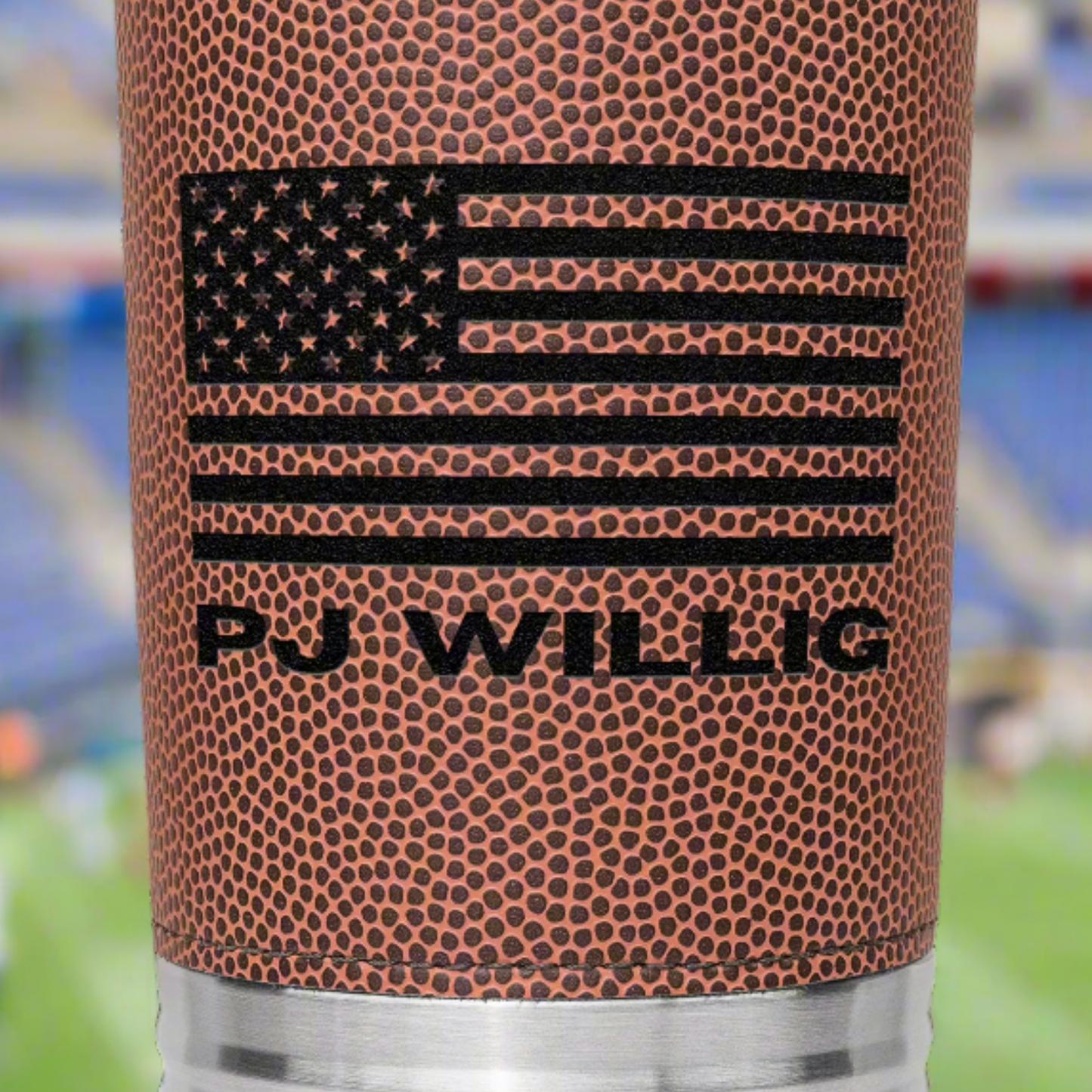 Personalized American Flag Football Stainless Tumbler