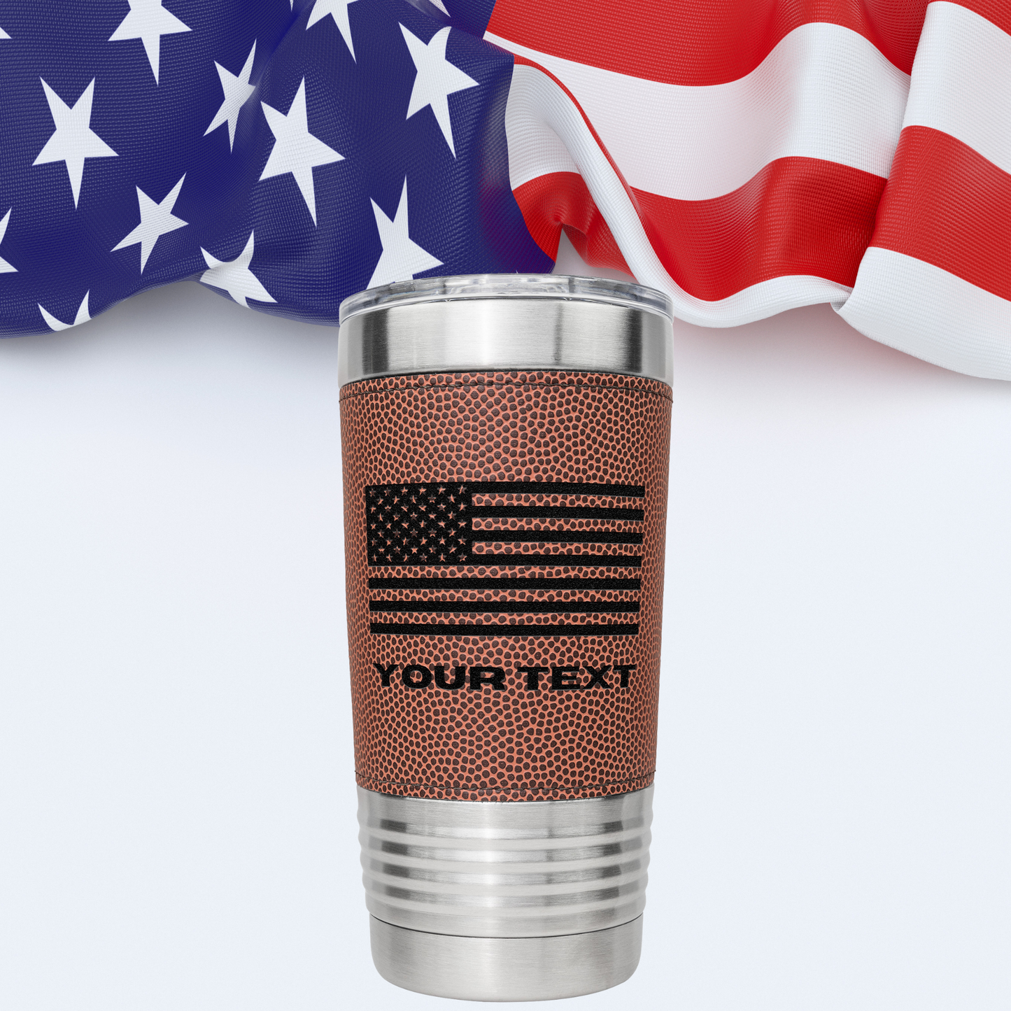 Personalized American Flag Football Stainless Tumbler
