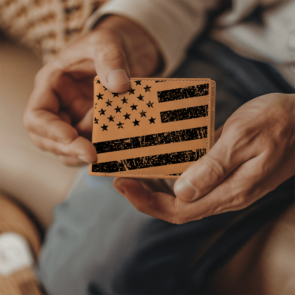 Black American Flag Patriotic Wallet