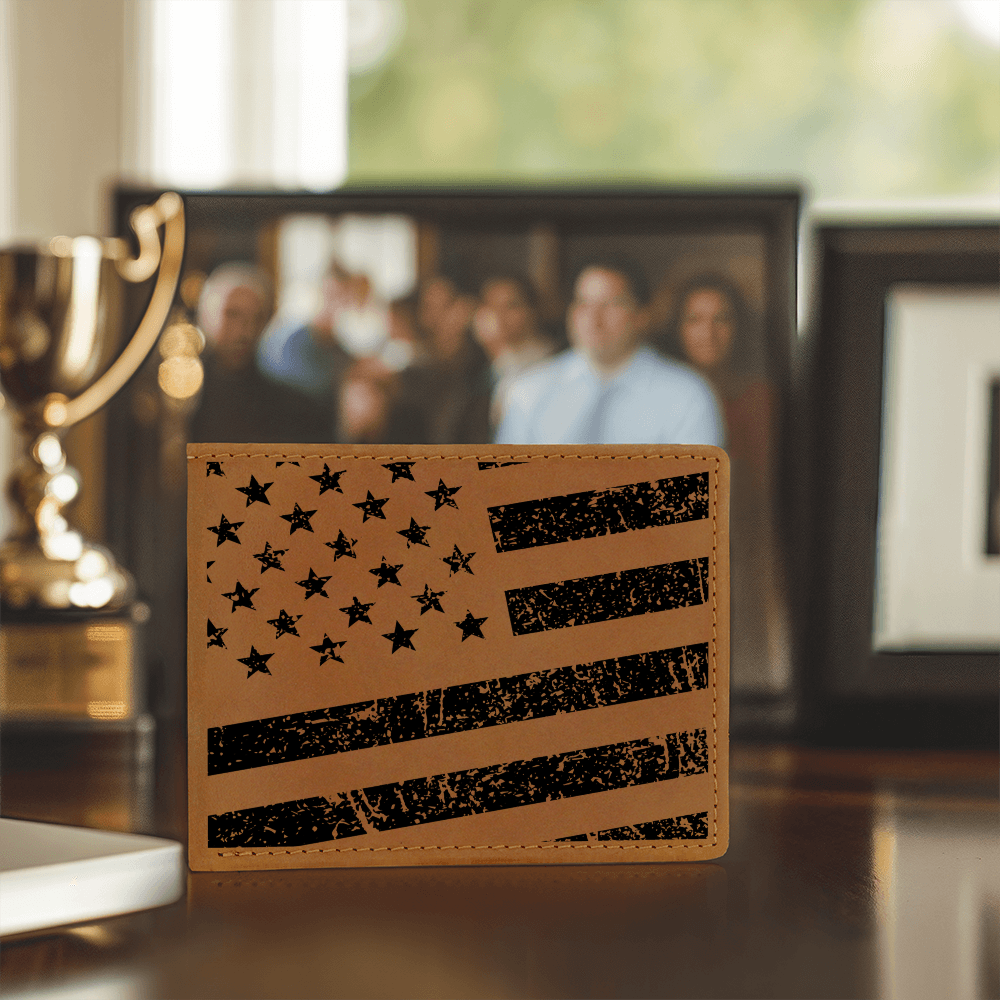 Black American Flag Patriotic Wallet