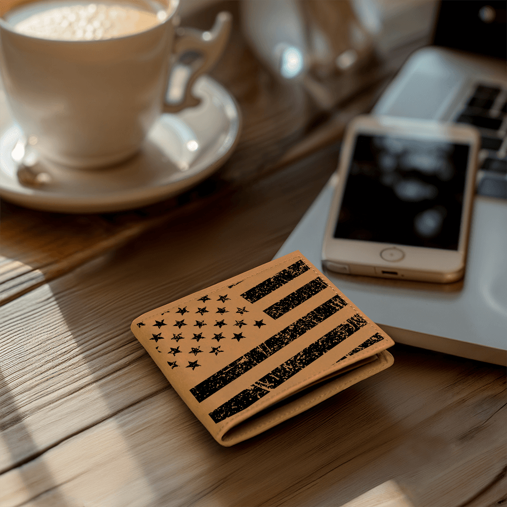 Black American Flag Patriotic Wallet