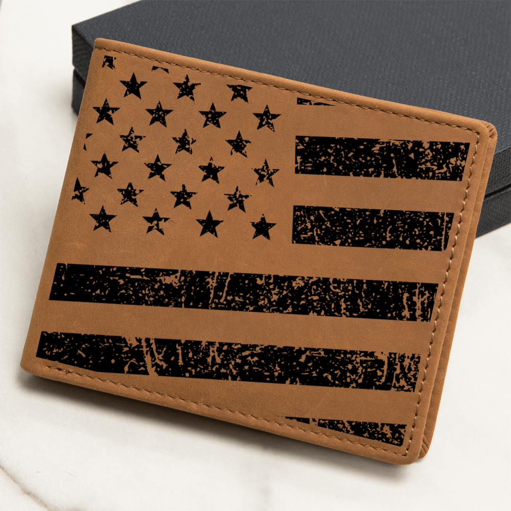 Black American Flag Patriotic Wallet