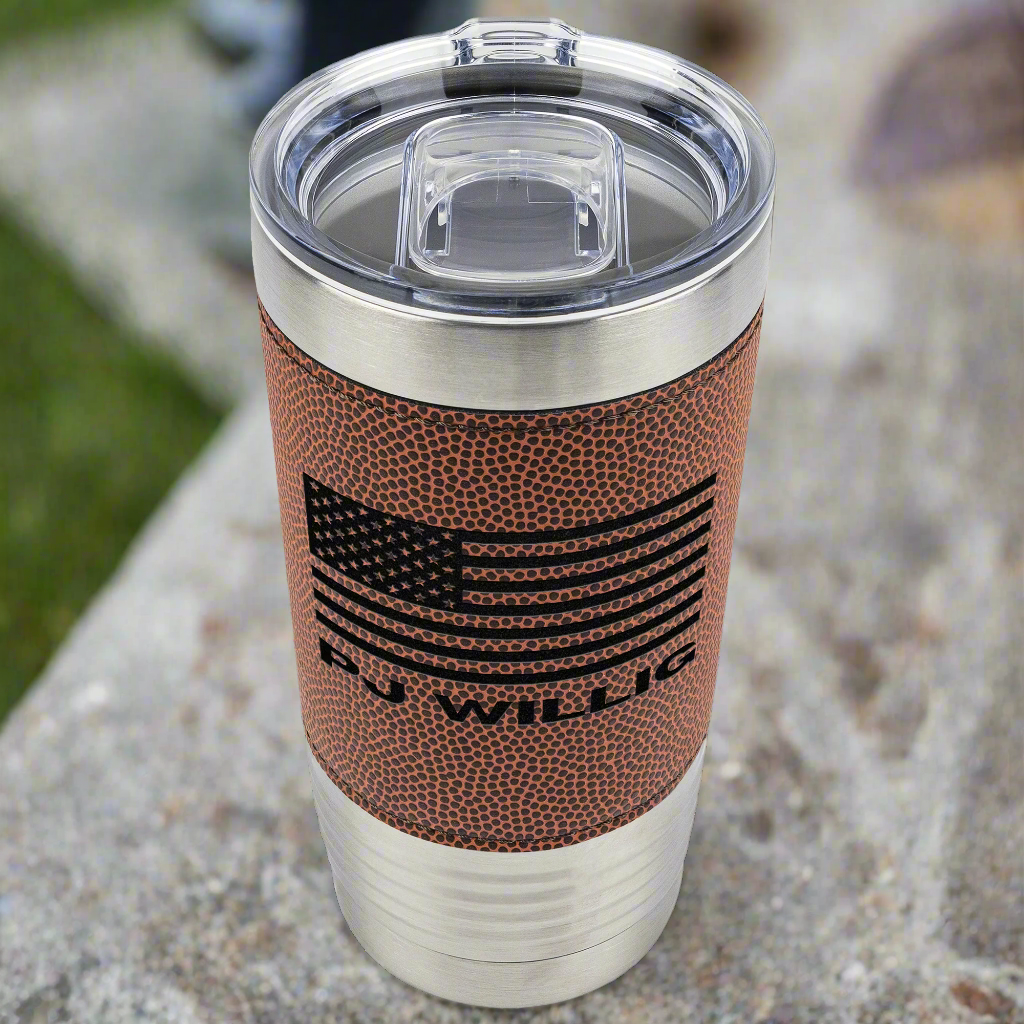 Personalized American Flag Football Stainless Tumbler