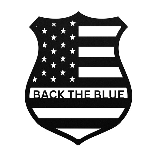 Back The Blue Metal Wall Art Badge