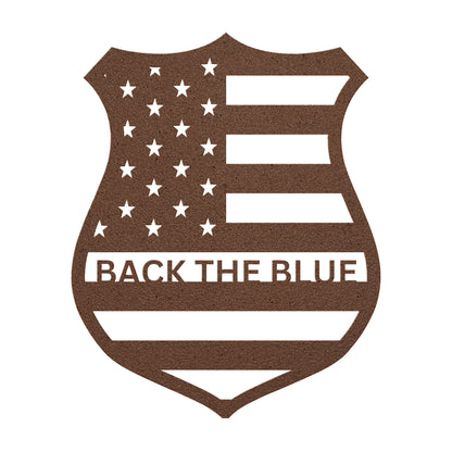 Back The Blue Metal Wall Art Badge
