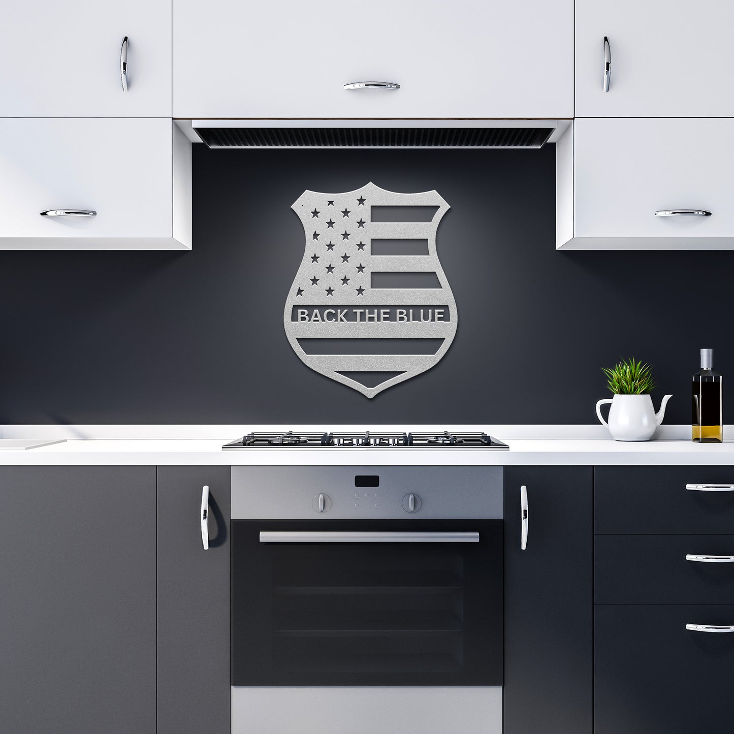 Back The Blue Metal Wall Art Badge