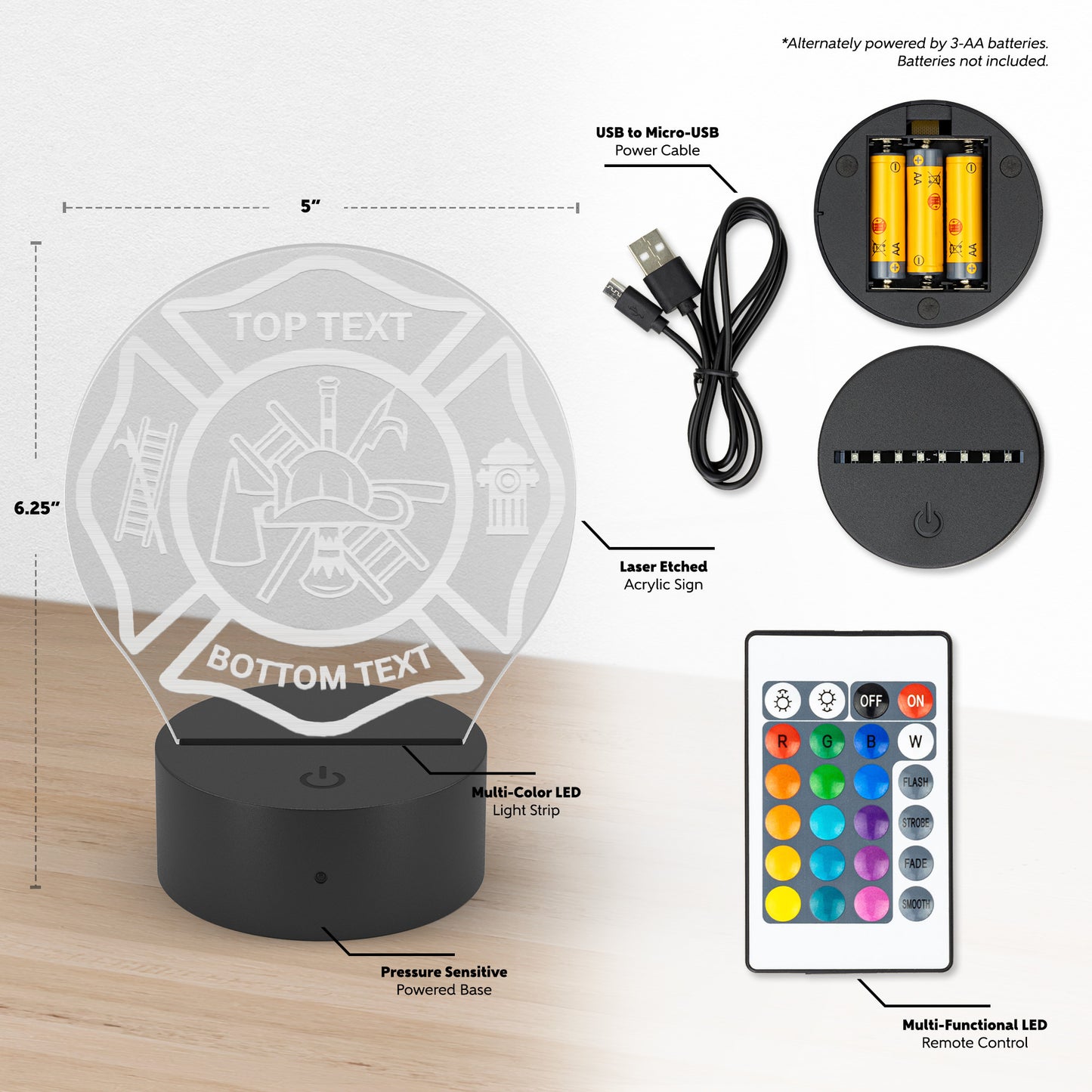 Custom Firefighter LED Table Lamp