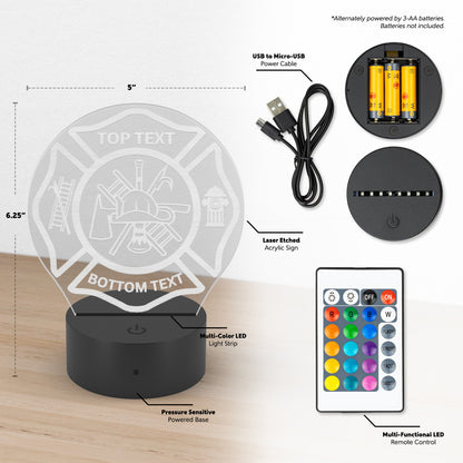 Custom Firefighter LED Table Lamp