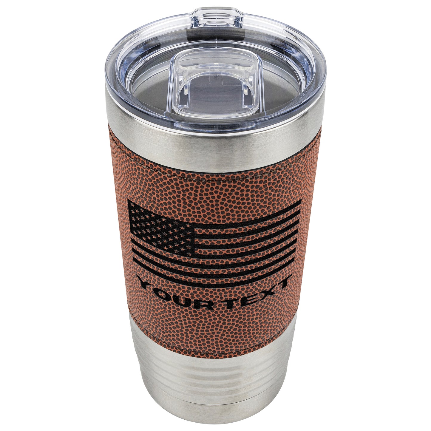 Personalized American Flag Football Stainless Tumbler
