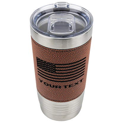 Personalized American Flag Football Stainless Tumbler