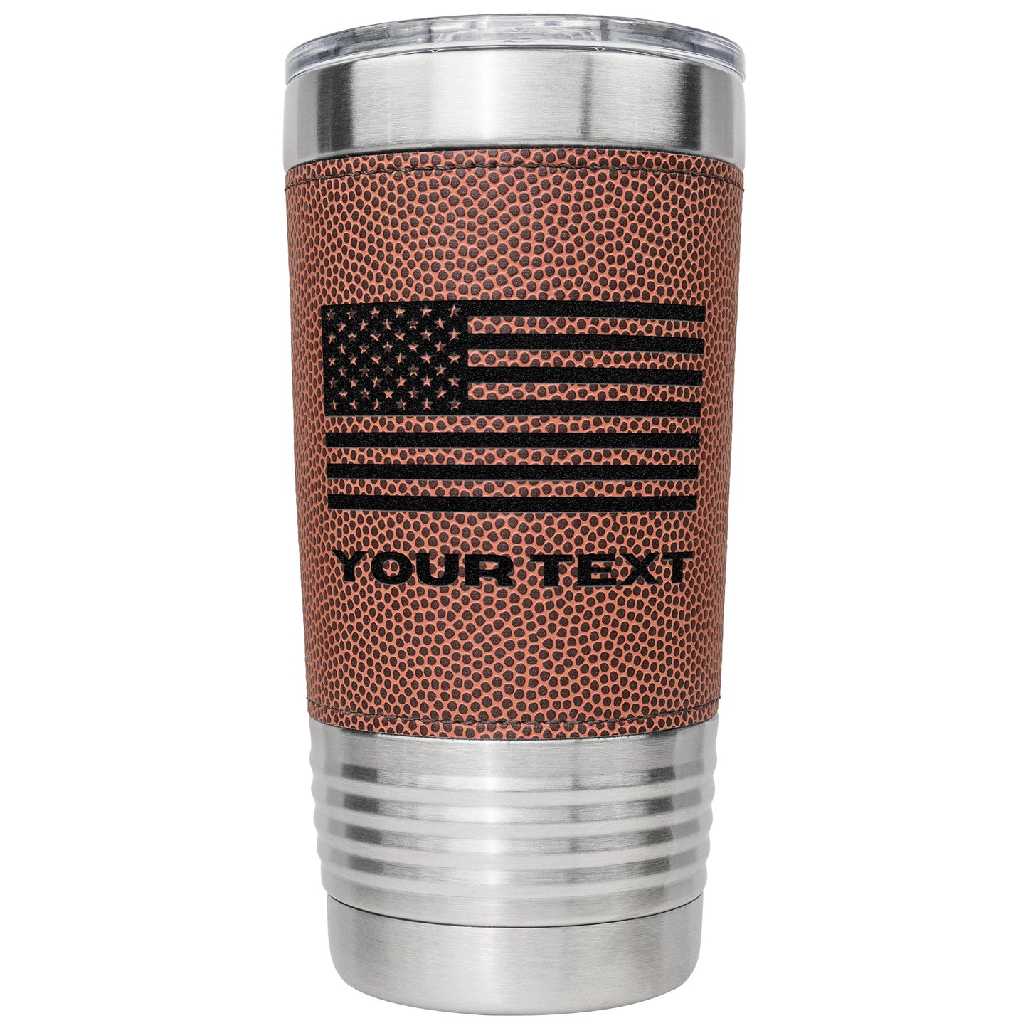 Personalized American Flag Football Stainless Tumbler