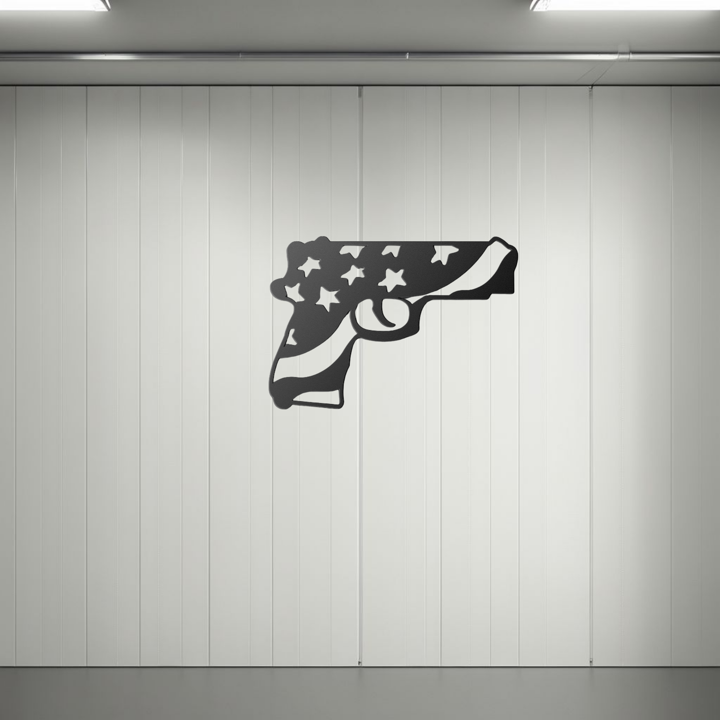 Patriotic Handgun Metal Wall Art With Family Freedom And Firearms