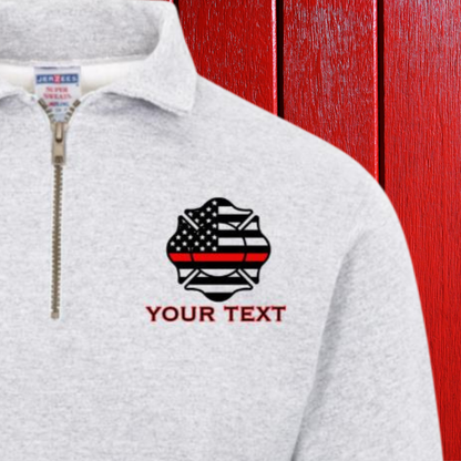 Custom Thin Red Maltese Cross Quarter Zip