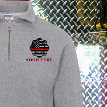 Custom Thin Red Maltese Cross Quarter Zip