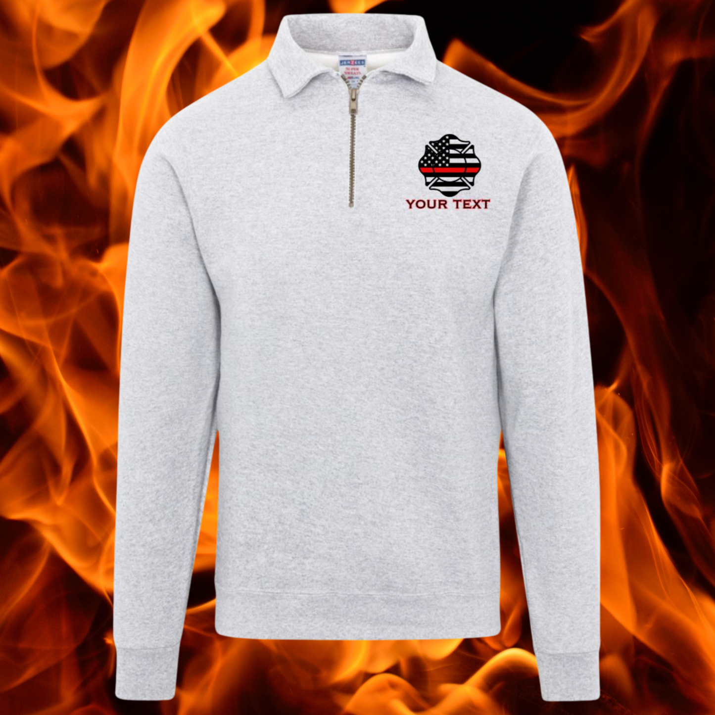 Custom Thin Red Maltese Cross Quarter Zip