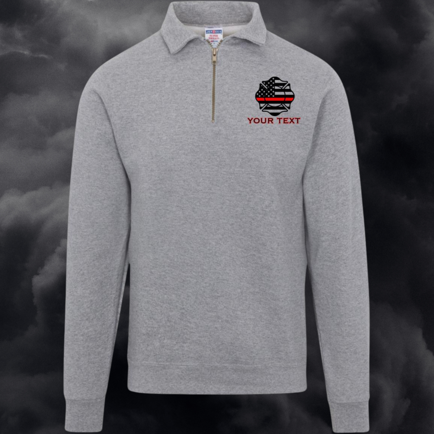 Custom Thin Red Maltese Cross Quarter Zip