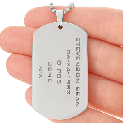 Custom Engraved Military Dog Tag