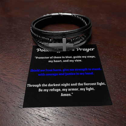 Police Officer's Prayer Cross Bracelet