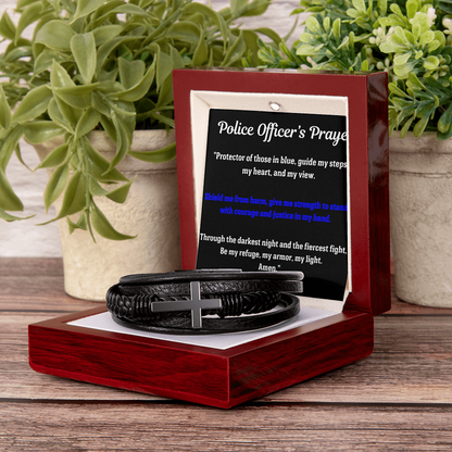 Police Officer's Prayer Cross Bracelet