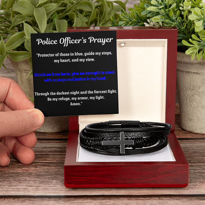 Police Officer's Prayer Cross Bracelet