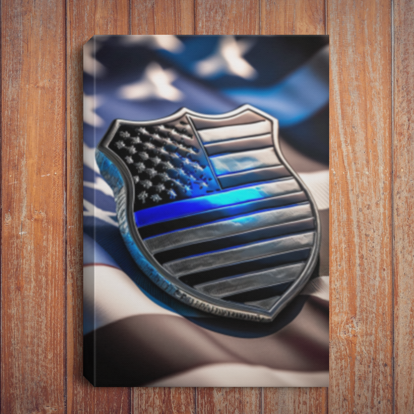 Blue Line Badge Wall Canvas