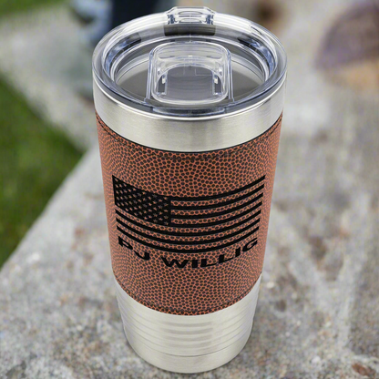 Personalized American Flag Football Stainless Tumbler