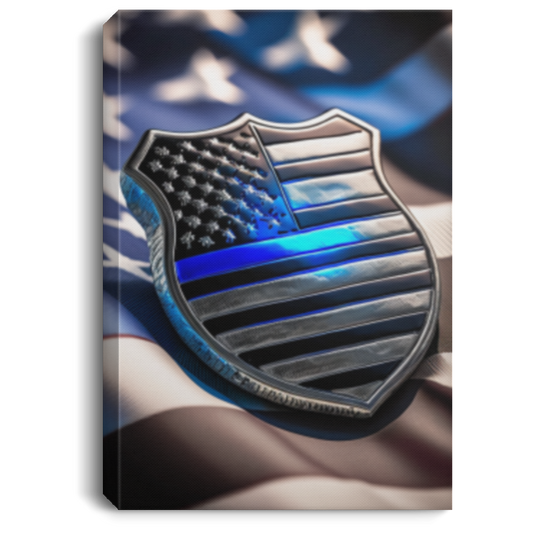 Blue Line Badge Wall Canvas